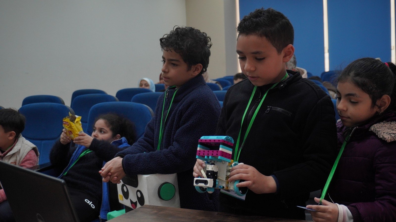 Students presenting a robotics project